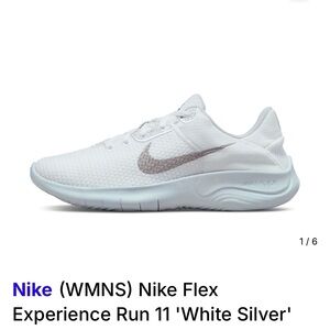 Nike Flex Experience Run 11 White and Silver Shoes